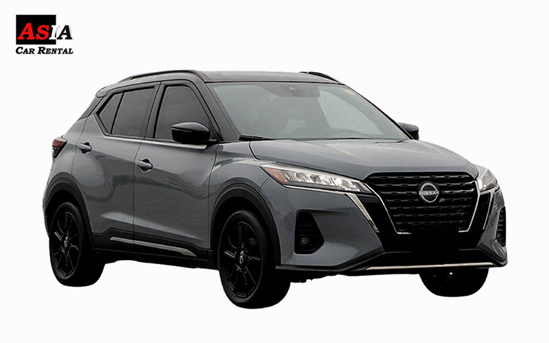 Gray compact SUV rental car on a white background