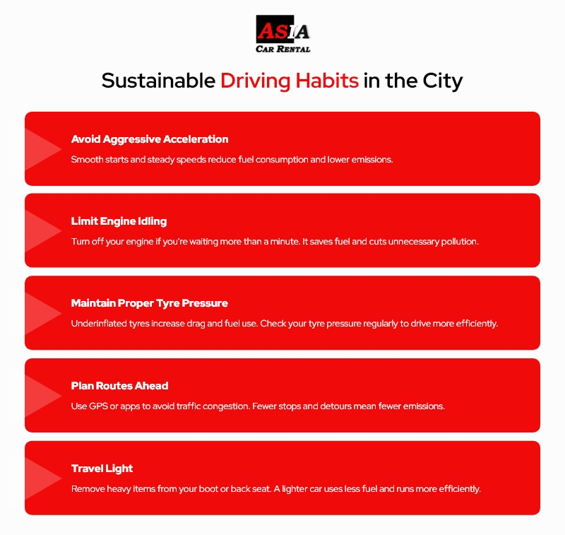 Infographic of Sustainable driving habits